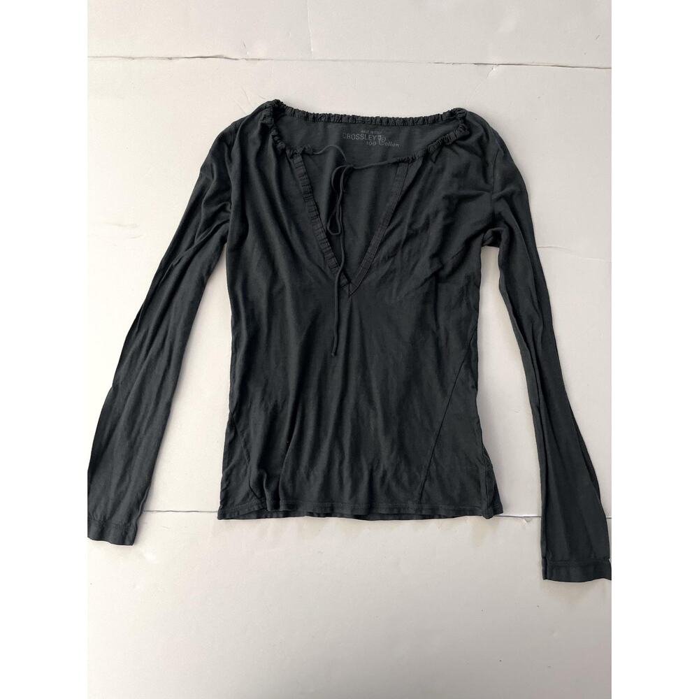 Crossley Shirt Womens S Gray V Neck Long Sleeve Cotton Jersey Tee Top Italy